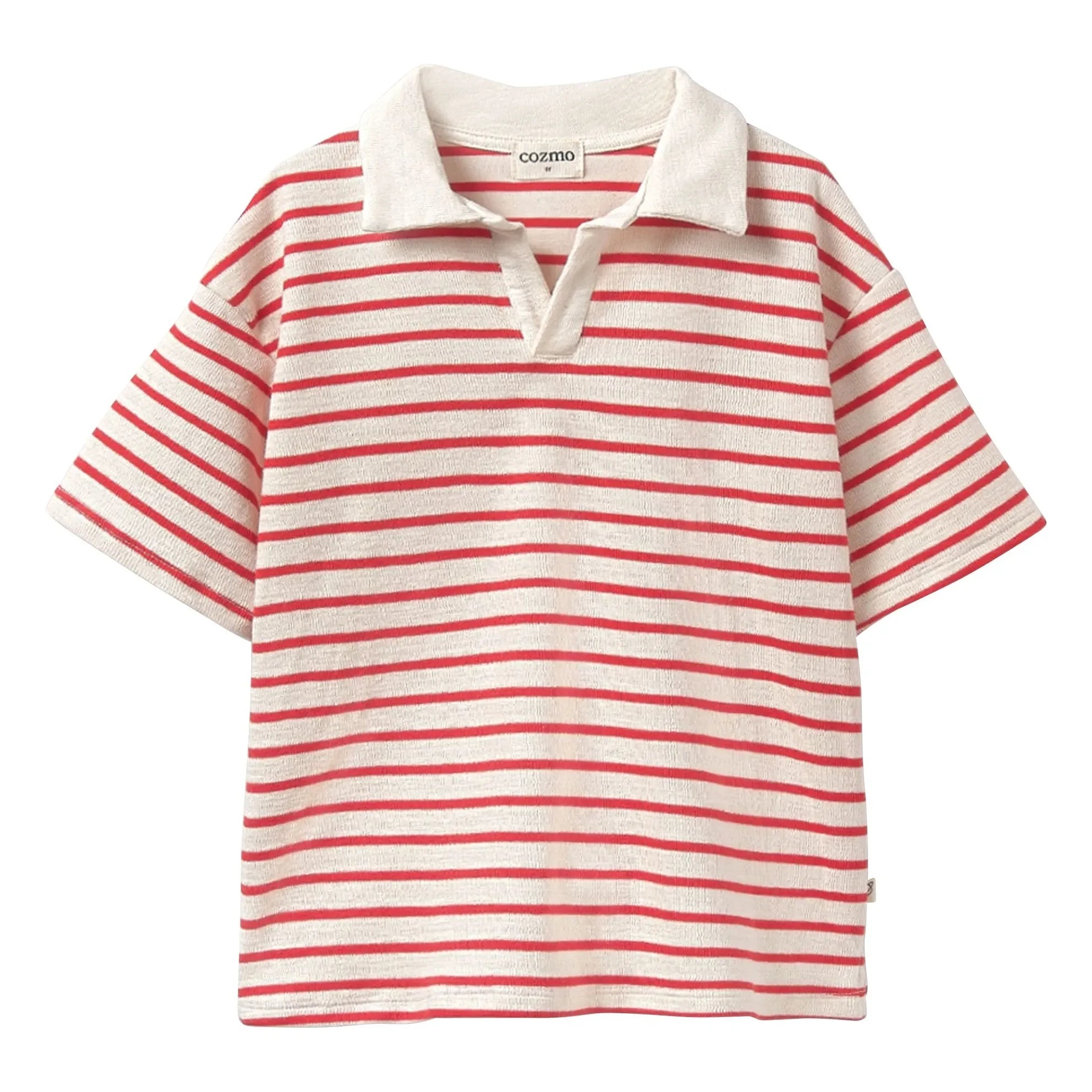 Cozmo - Drake Gestreiftes Poloshirt aus Bio-Baumwolle | Rot