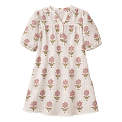 Lililotte - Romy Flowers Blumenmuster Knitter-Kleid aus Bio-Baumwolle | Ecru