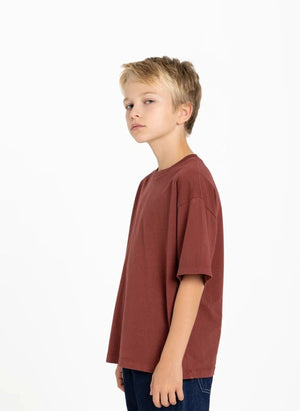 Smallable Kid - Nils Organisches Baumwoll-T-Shirt | Ziegelrot