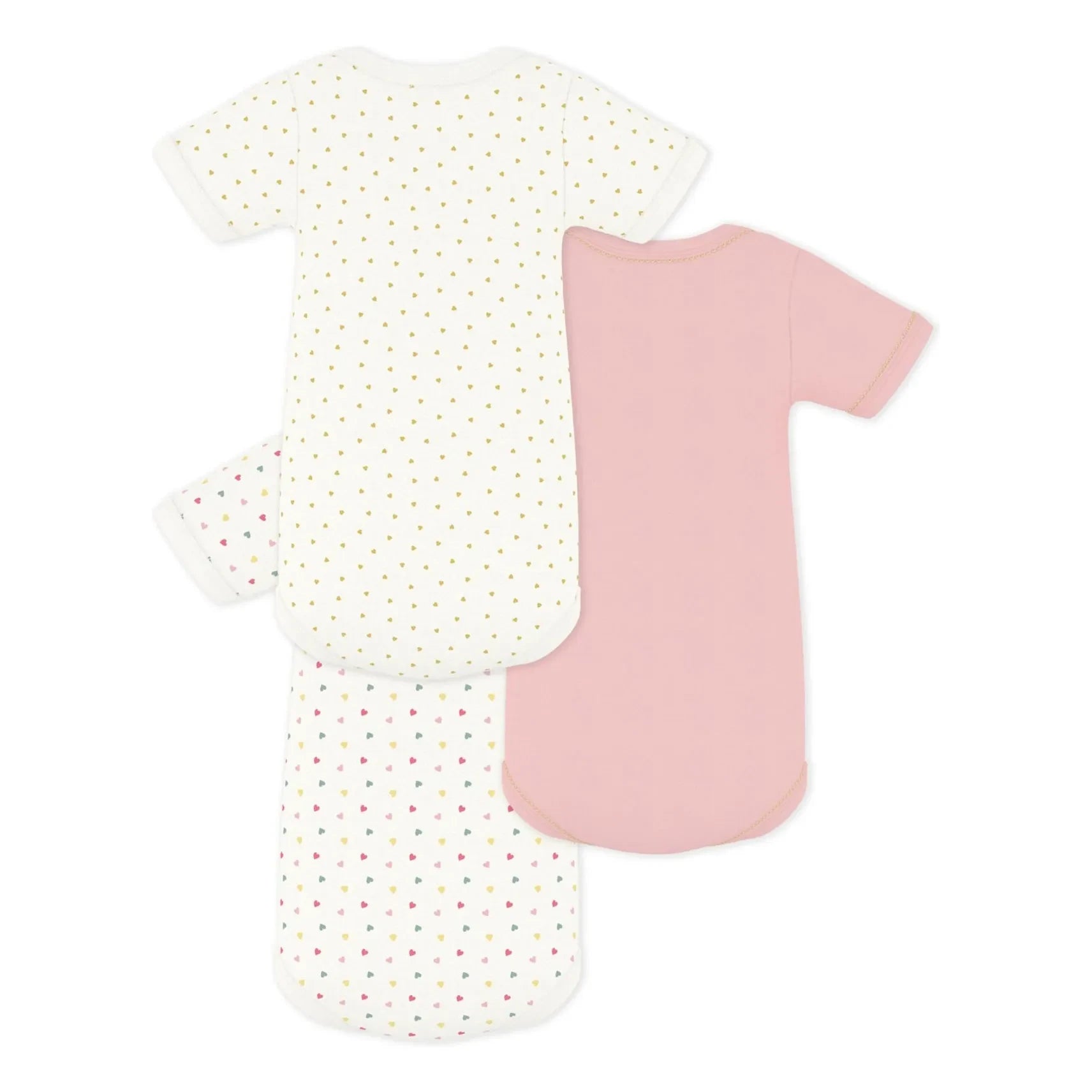 Petit Bateau - 3er-Pack Mini-Herz Bio-Baumwoll Bodys | Weiß