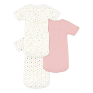 Petit Bateau - 3er-Pack Mini-Herz Bio-Baumwoll Bodys | Weiß