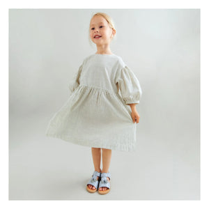 Wheat - Magda Gestreiftes Kleid aus Bio-Baumwolle | Ecru
