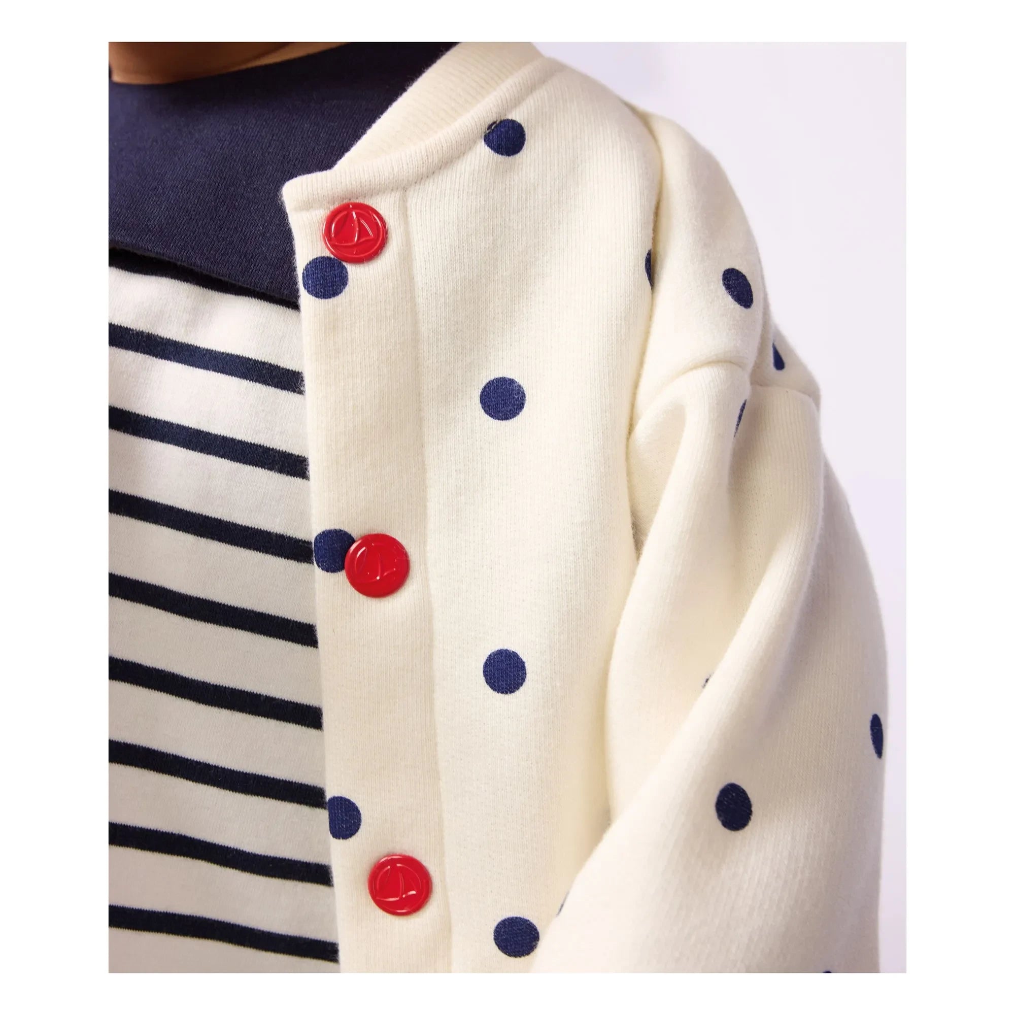 Petit Bateau - Molton Jacke mit Punkten | Ecru