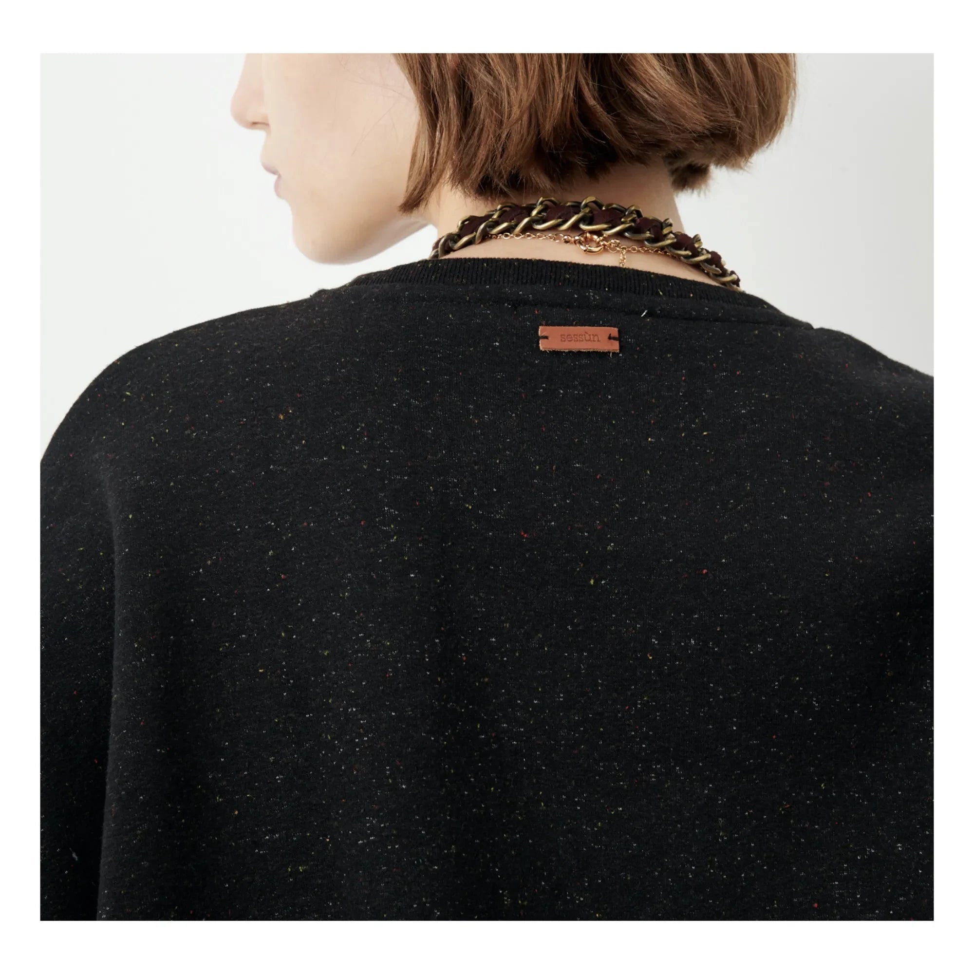Sessùn – Chebbi Gepunktetes Baumwoll-Sweatshirt | Schwarz