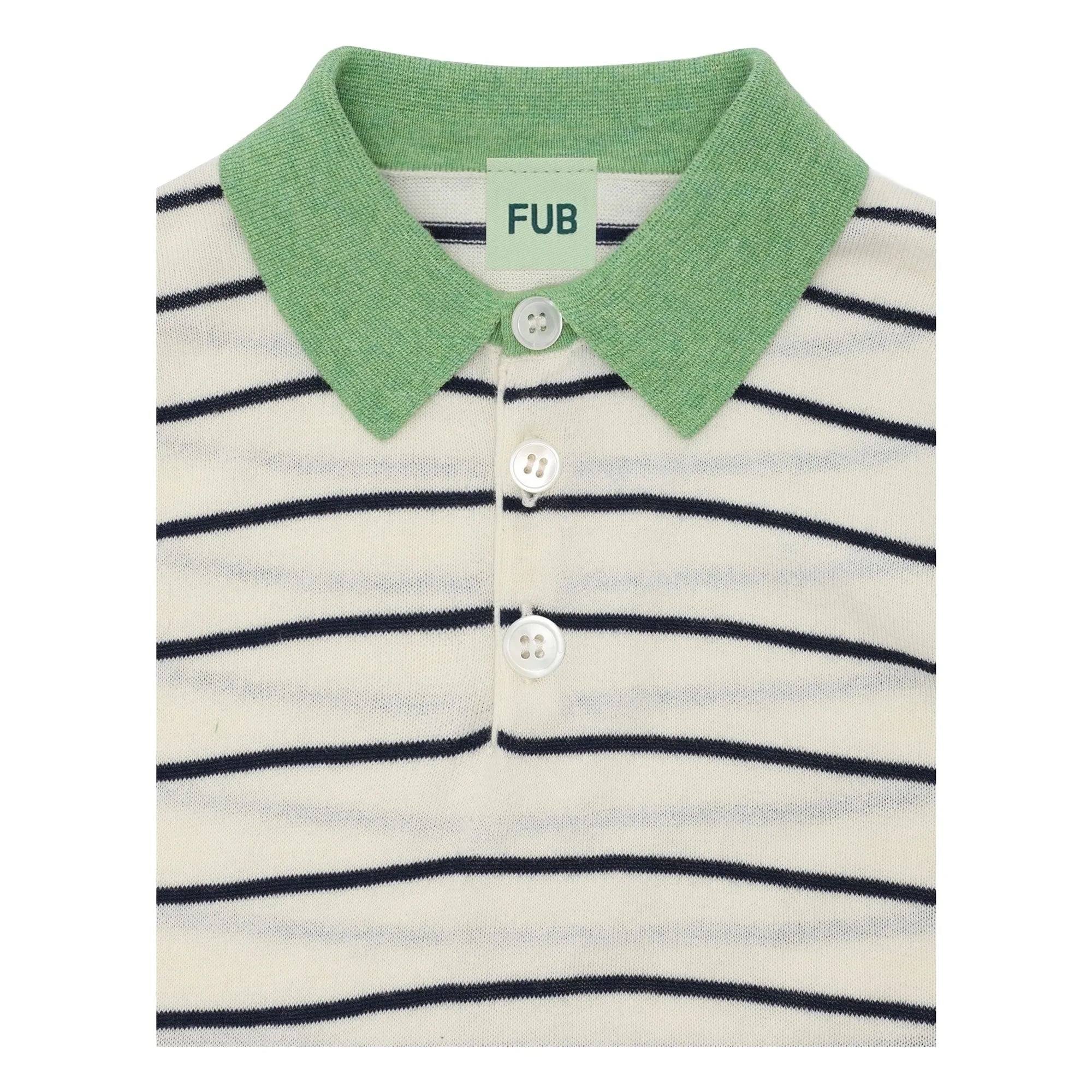 FUB - Gestreiftes Poloshirt Extra Fine Knit Bio-Baumwolle | Ecru
