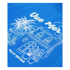 Petit Bateau - Weites T-Shirt Meerblick Bio-Baumwolle | Azurblau