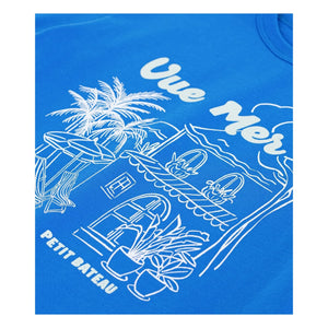 Petit Bateau - Weites T-Shirt Meerblick Bio-Baumwolle | Azurblau