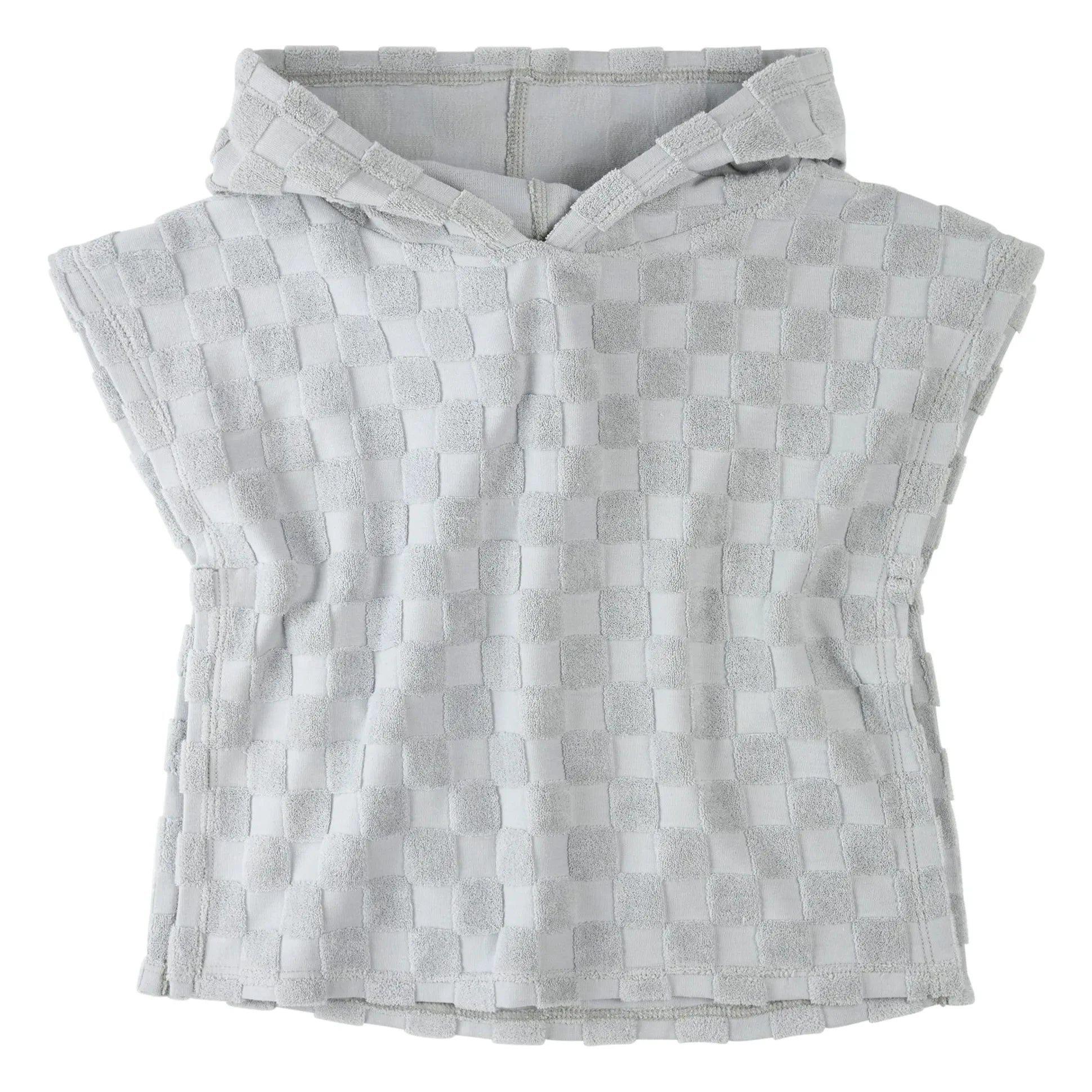 Petit Lem - Damier Strandponcho aus Bio-Baumwolle | Blau