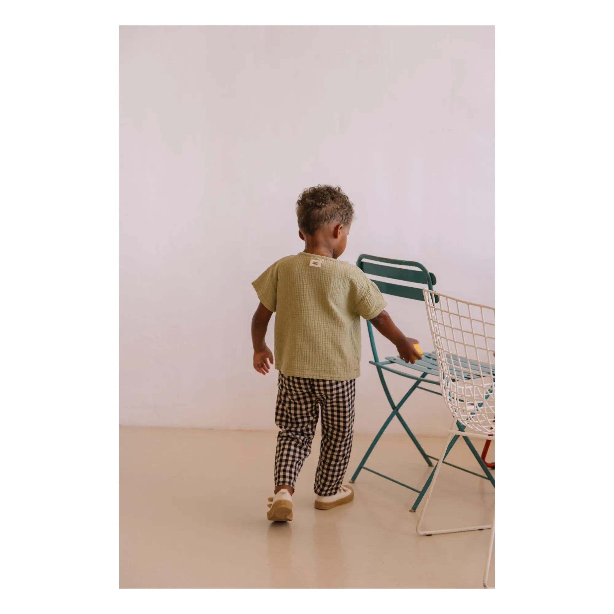 Studio Bohème - Cousin Vichy Hose aus Bio-Baumwollgaze | Schwarz