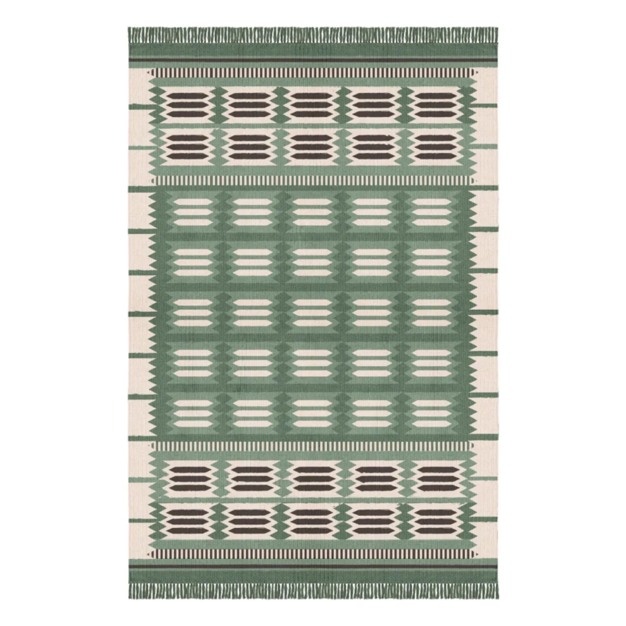 Layered - Röllakan Hilma Wollteppich | Grün
