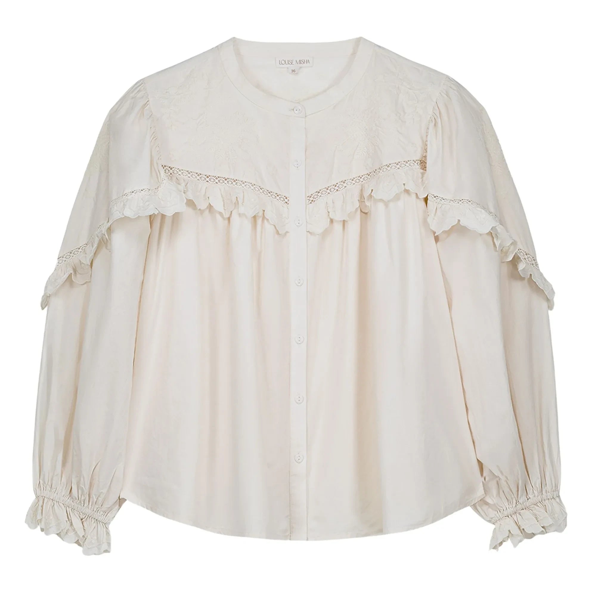 Louise Misha - Noelianne Bluse Bio-Baumwoll-Popeline - Damenkollektion | Creme