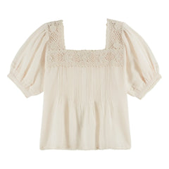 Emile et Ida - Blumenbluse Baumwolle Häkel | Creme
