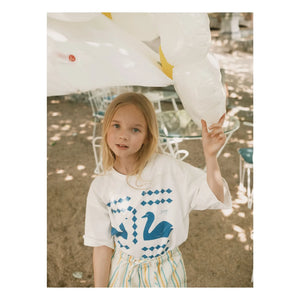 Tinycottons - T-Shirt Swans Losanges Bio-Baumwolle | Weiß