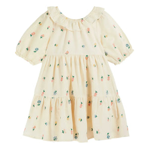 Emile et Ida - Kleid mit Blumenstickerei | Blassgelb