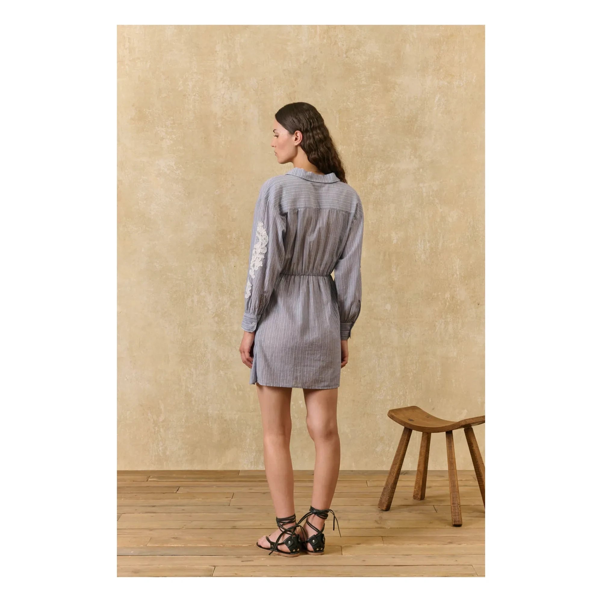 Louise Misha – Gestreiftes Kleid Berenjere Bio-Baumwolle | Blau
