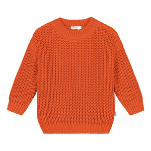 Yuki - Bio-Baumwolle Dicker Strickpullover | Orange