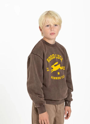 Finger in the nose - "Blow Good Luck" Organische Baumwoll-Sweatshirt | Schokolade
