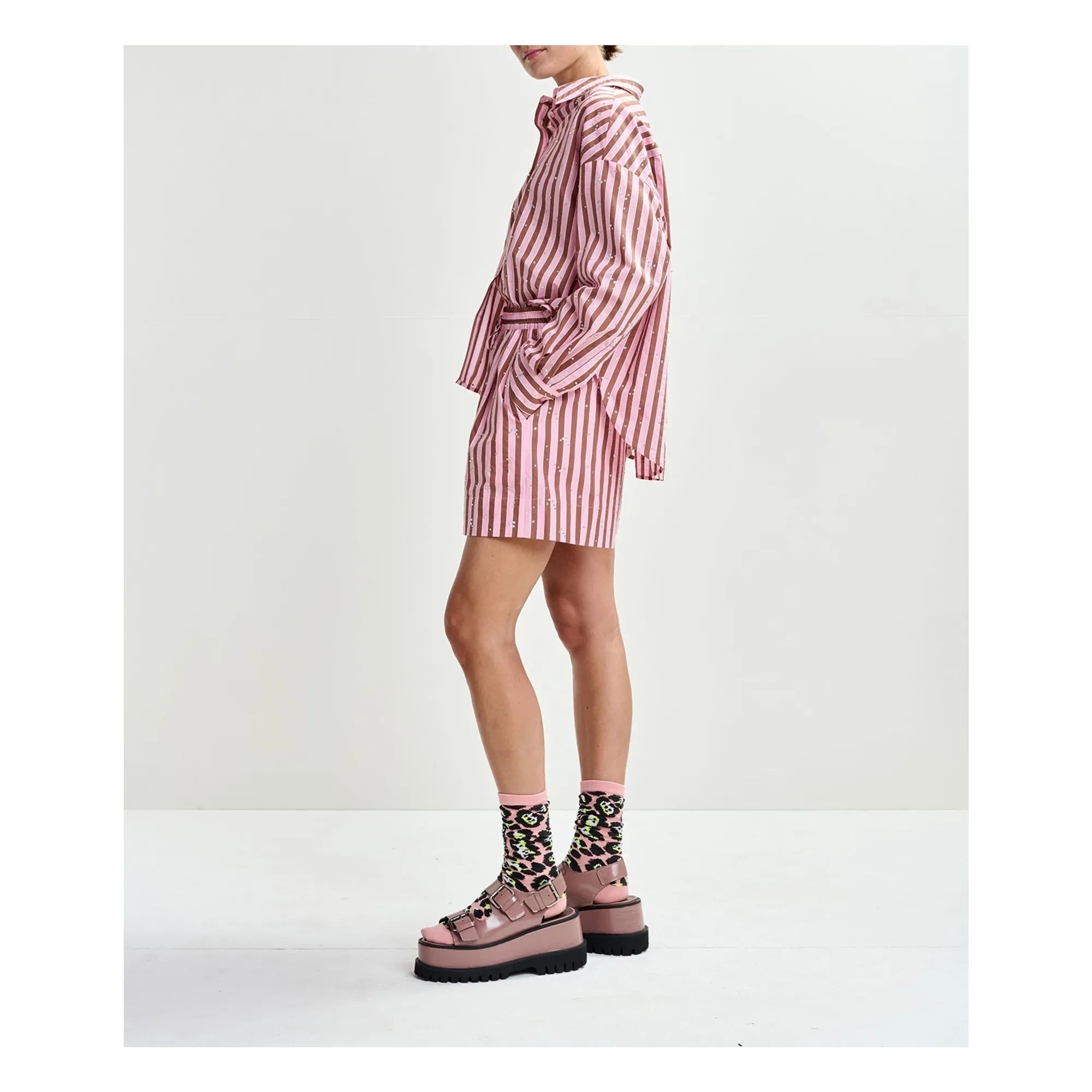 Essentiel Antwerp - Gestreifte Shorts „Jeeuw“ | Rosa