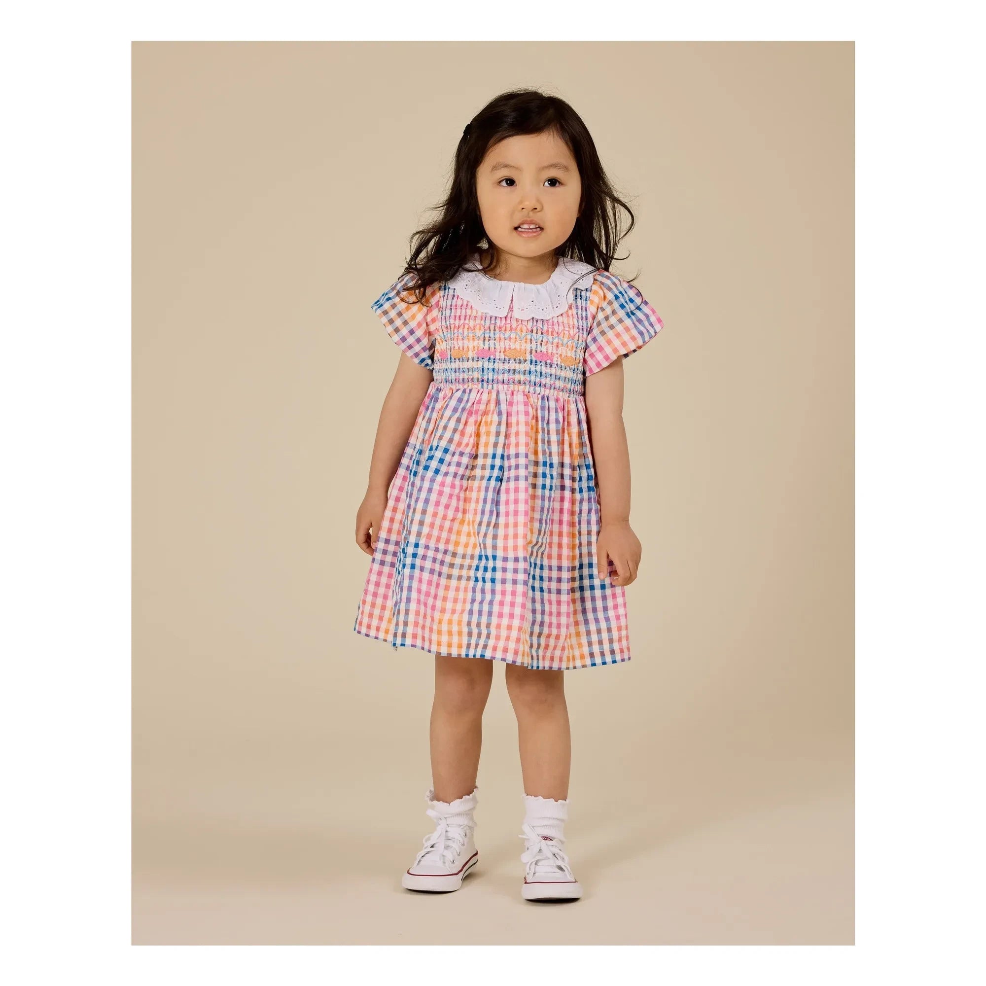 Goldie + Ace - Plissiertes Kleid Carreaux | Blau