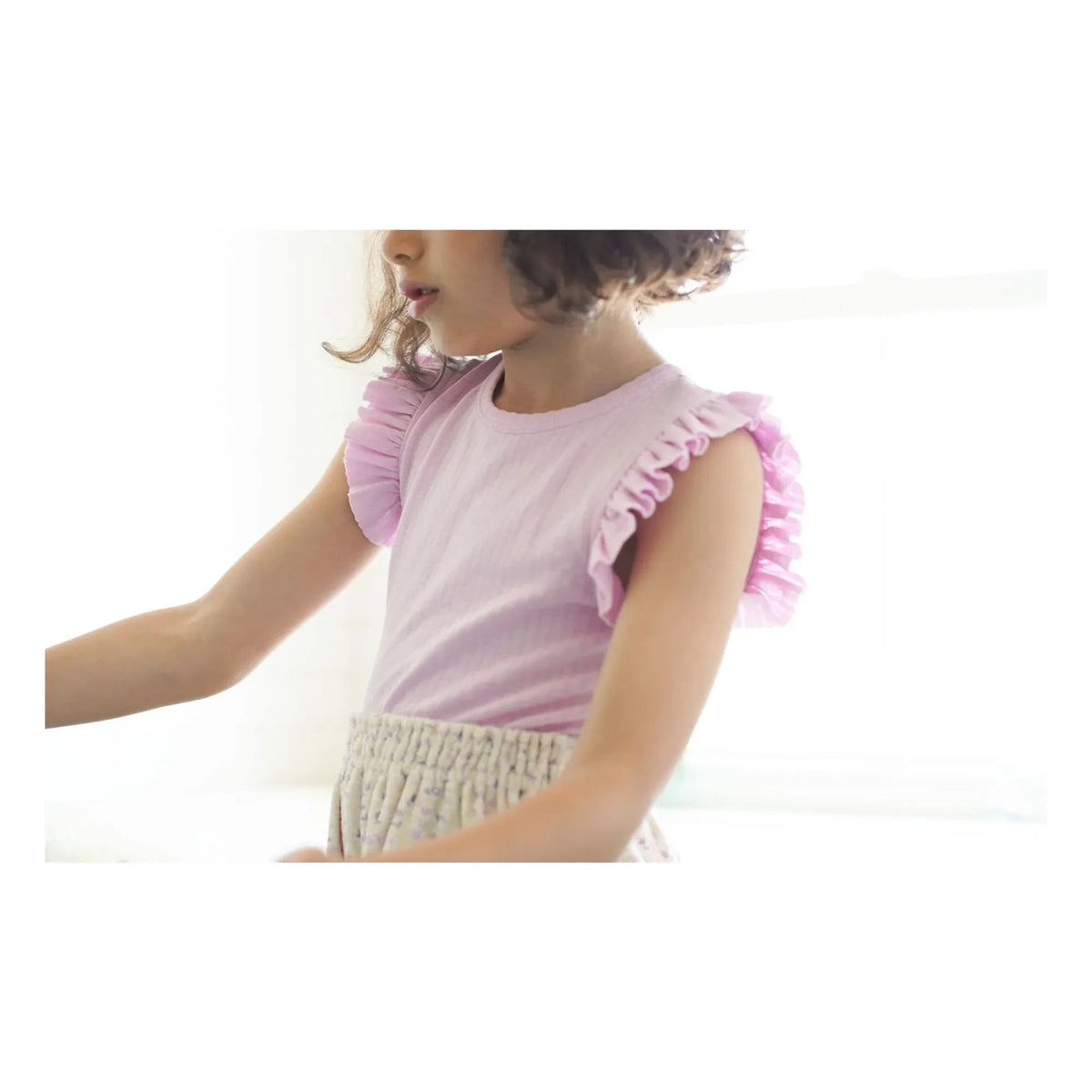 Soor Ploom - Pointelle Rüschen T-Shirt aus Bio-Baumwolle | Rosa