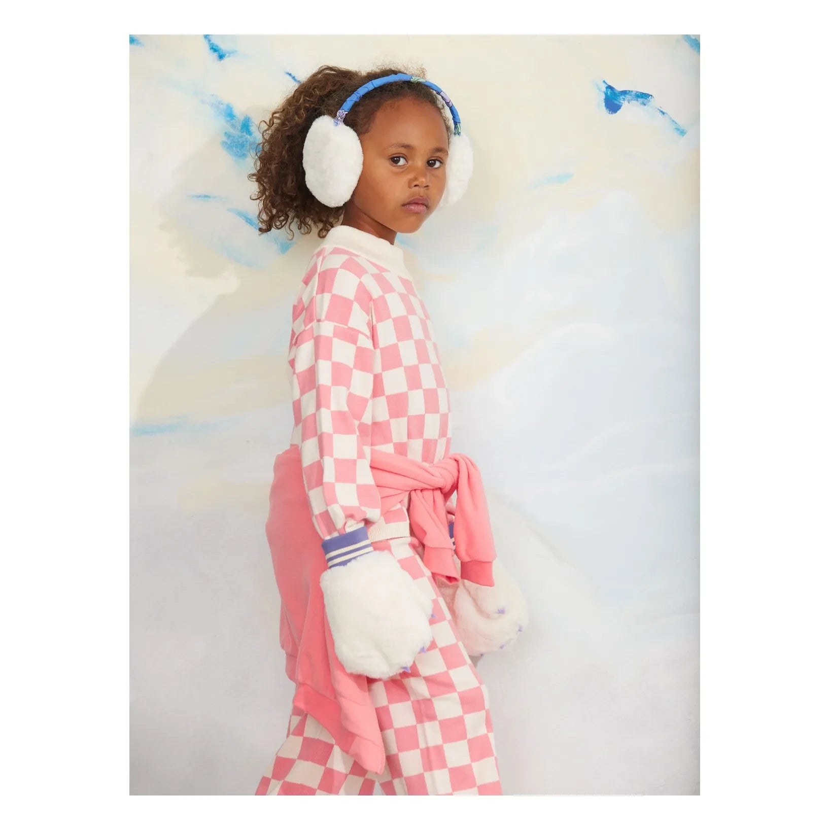 Mini Rodini - Organik Pamuklu File Damier Pantolon | Pembe