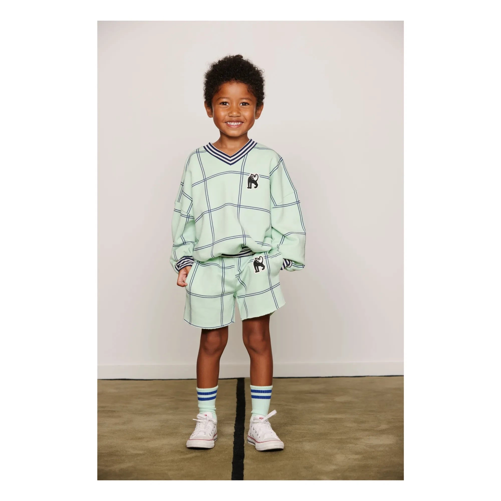 Mini Rodini - Coron Bio-Karo-Sweatshirt | Grün