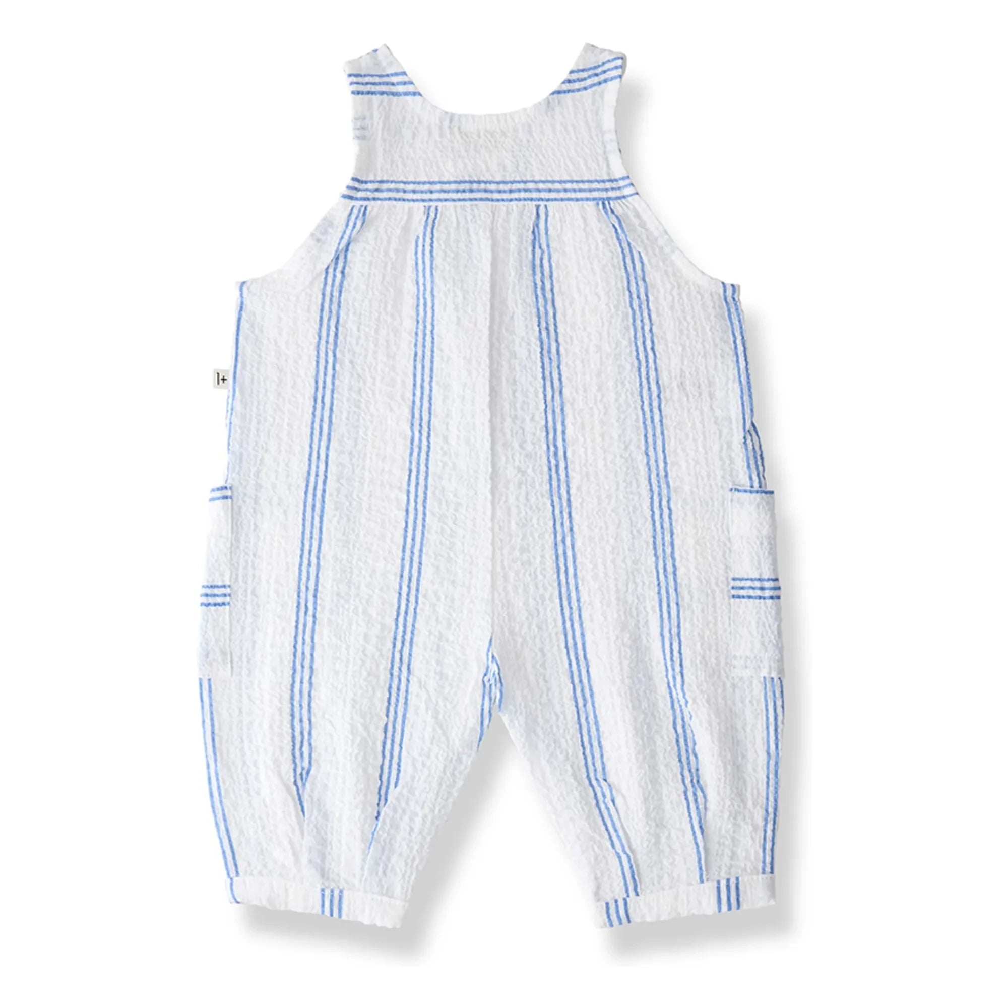 Familien-Tipp 1+ - Montjoi gestreifter Overall | Hellblau