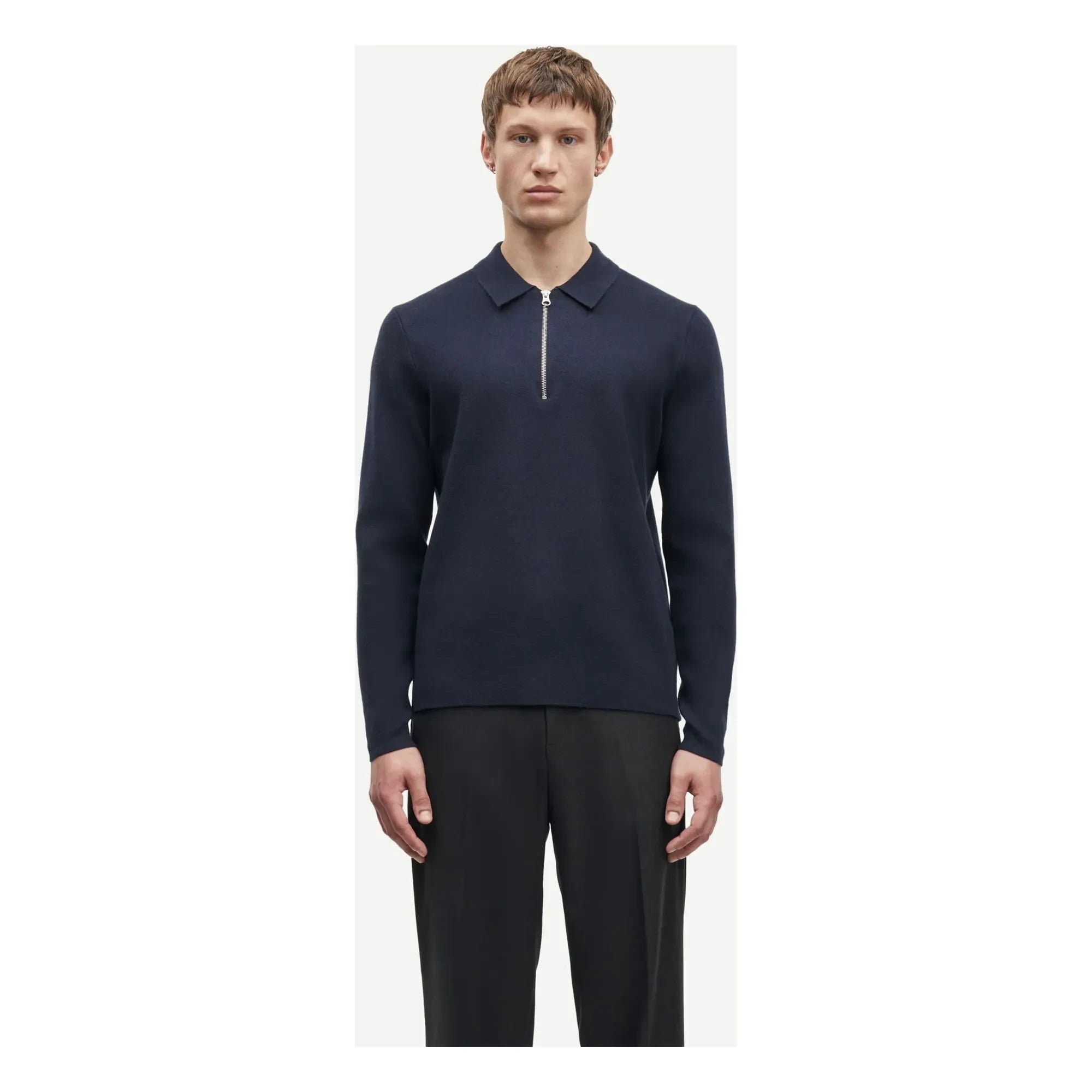 Samsoe Samsoe - Guna Langarm Halbzip Polo Shirt | Marineblau