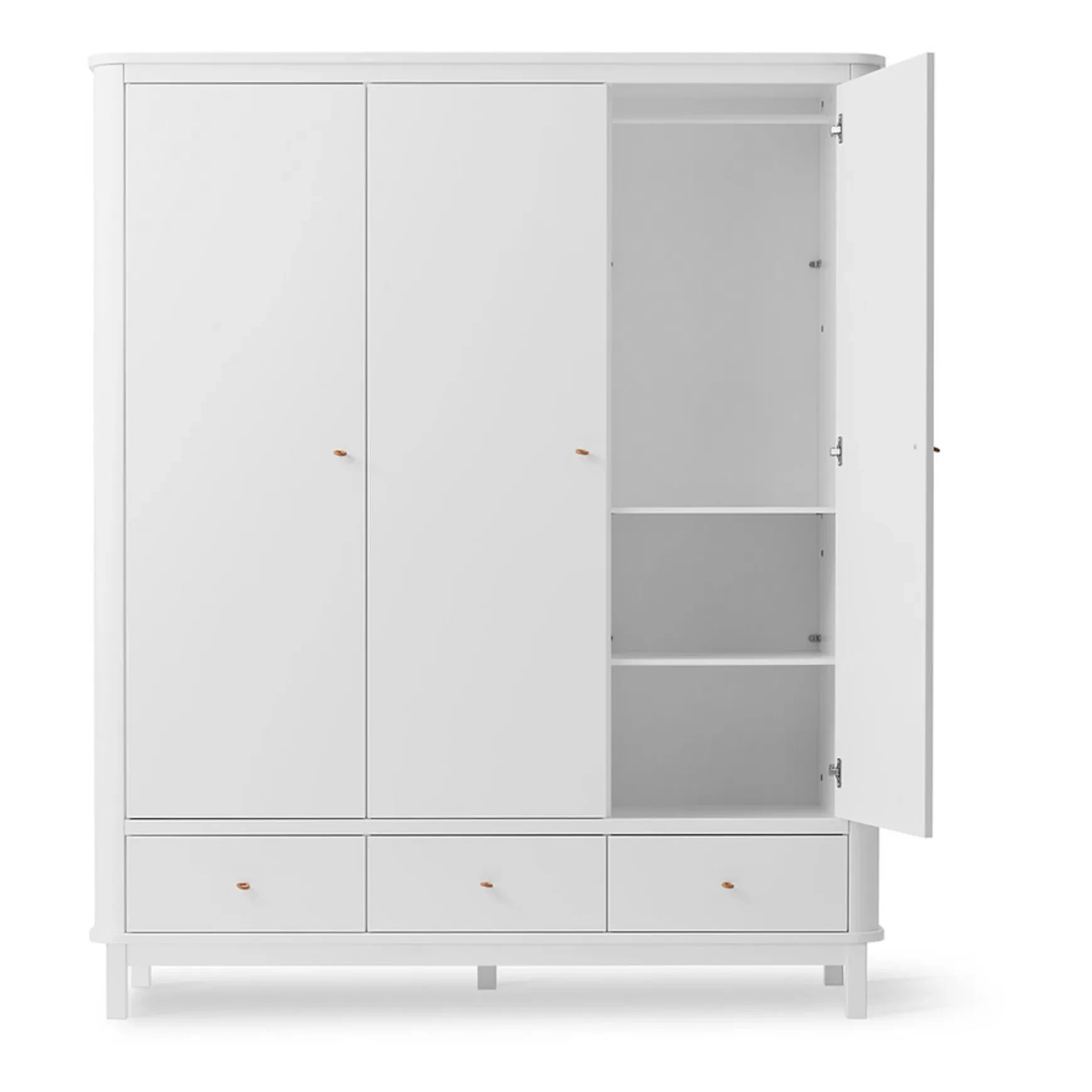 Oliver Furniture - 3-türiger Birken-Kleiderschrank 204 x 168 cm | Weiß