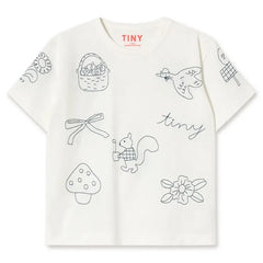 Tinycottons – T-Shirt aus Bio-Baumwolle mit Pilzmotiv | Weiß