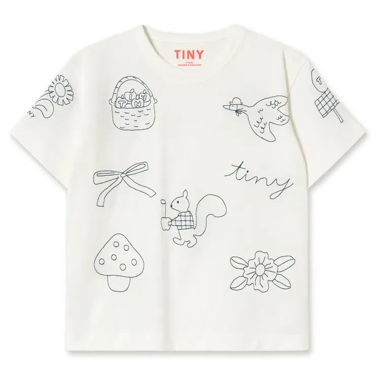 Tinycottons – T-Shirt aus Bio-Baumwolle mit Pilzmotiv | Weiß