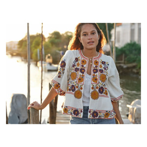 M.A.B.E. - Greta Jacke mit Baumwollstickerei | Orange