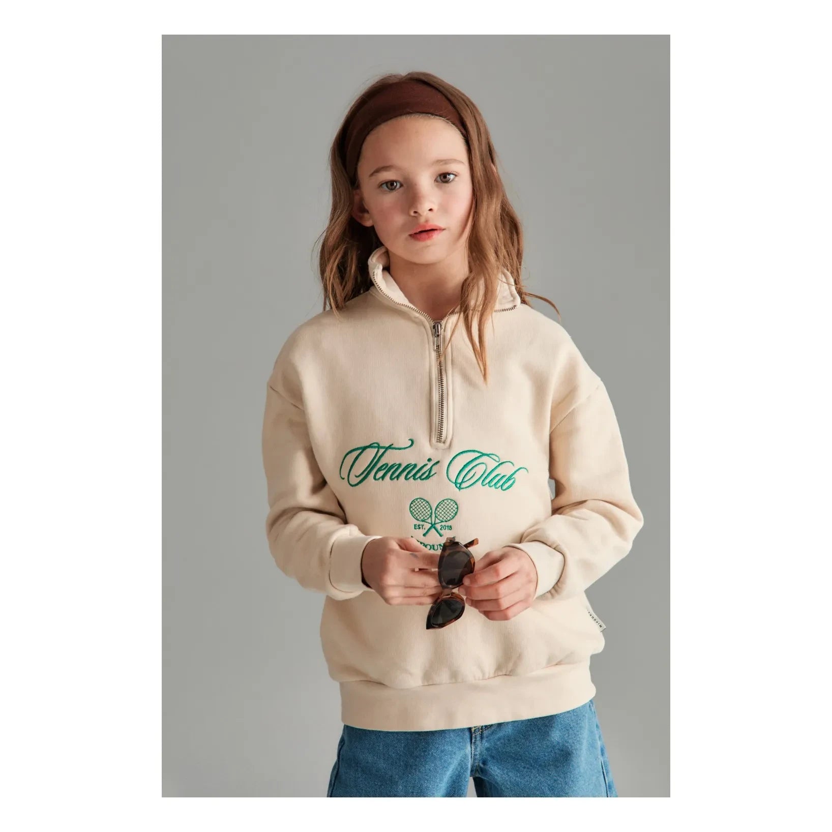 Mipounet - Juliette Organik Pamuk Fermuarlı Sweatshirt | Ecru