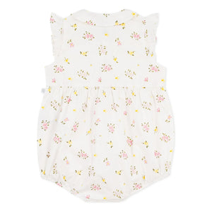 Petit Bateau - Weißer Strampler aus Bio-Baumwolle mit Seersucker-Blumenmuster