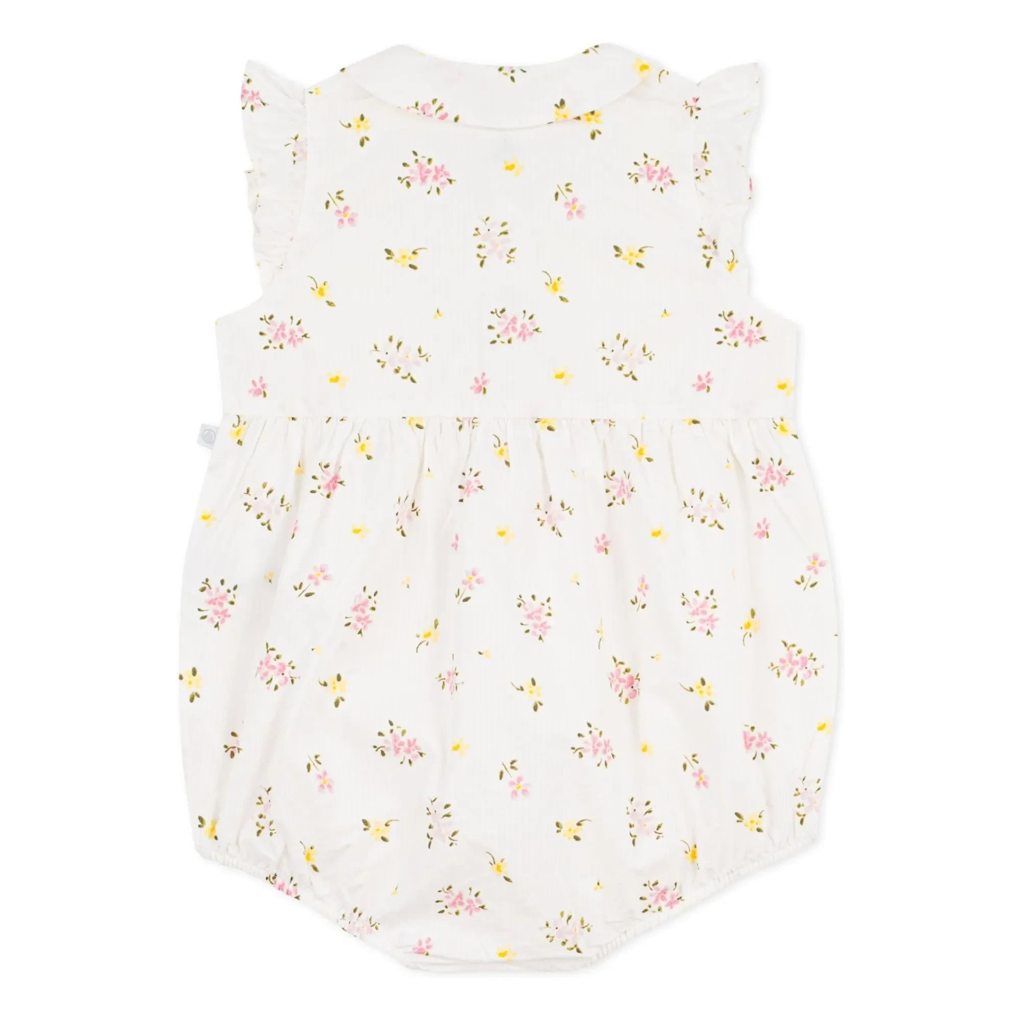 Petit Bateau - Weißer Strampler aus Bio-Baumwolle mit Seersucker-Blumenmuster