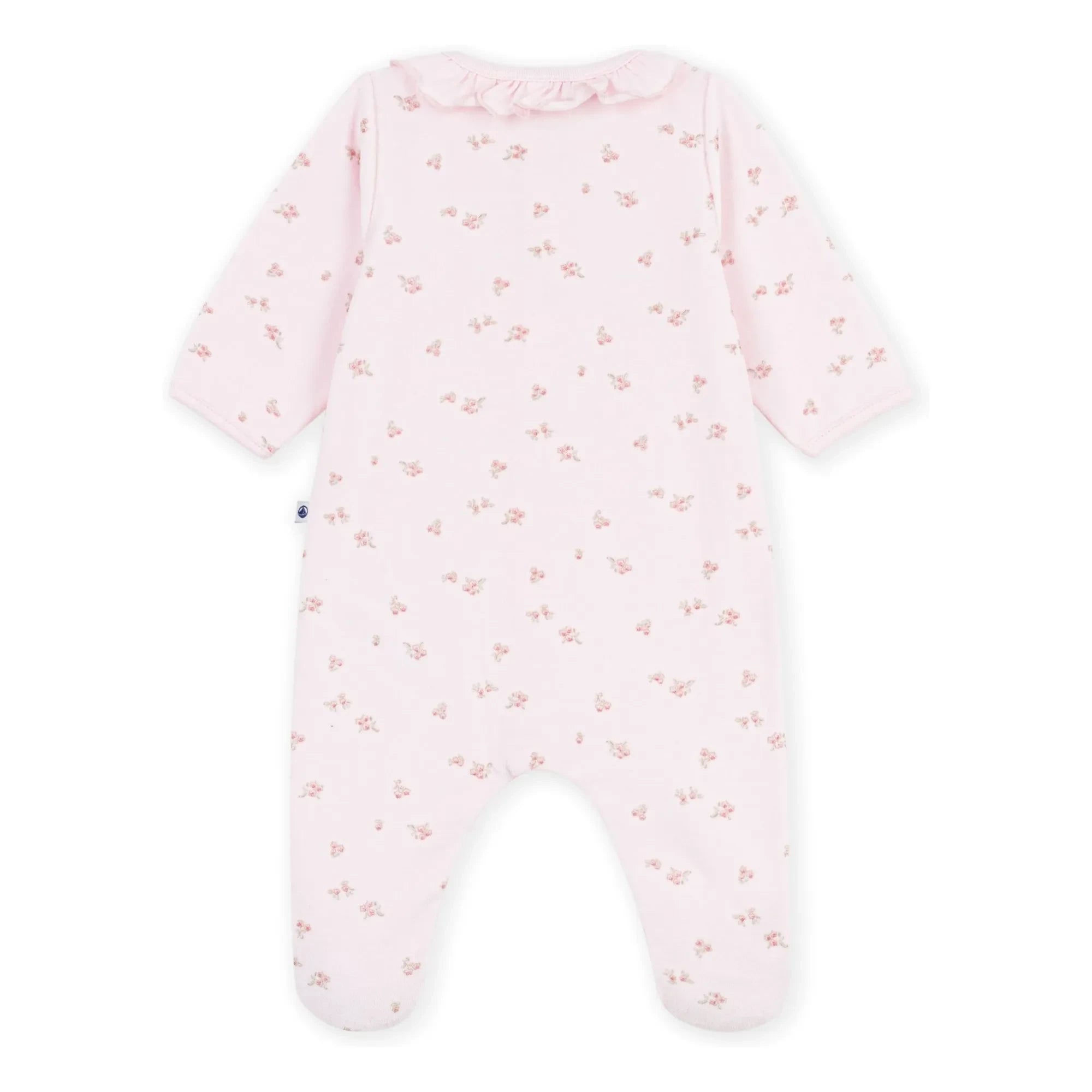 Petit Bateau - Çiçekli Kadife Pamuklu Organik Pijama | Açık Pembe