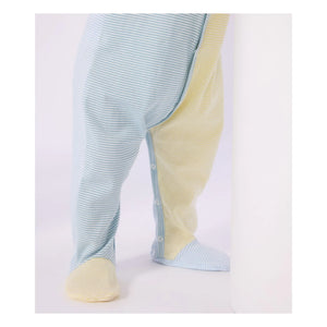 Petit Bateau - Dors Bien Farbblock-gestreifter Milleraies Bio-Baumwoll-Schlafanzug | Grün
