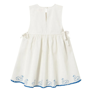 Tinycottons - Leinenkleid Schwäne | Weiß