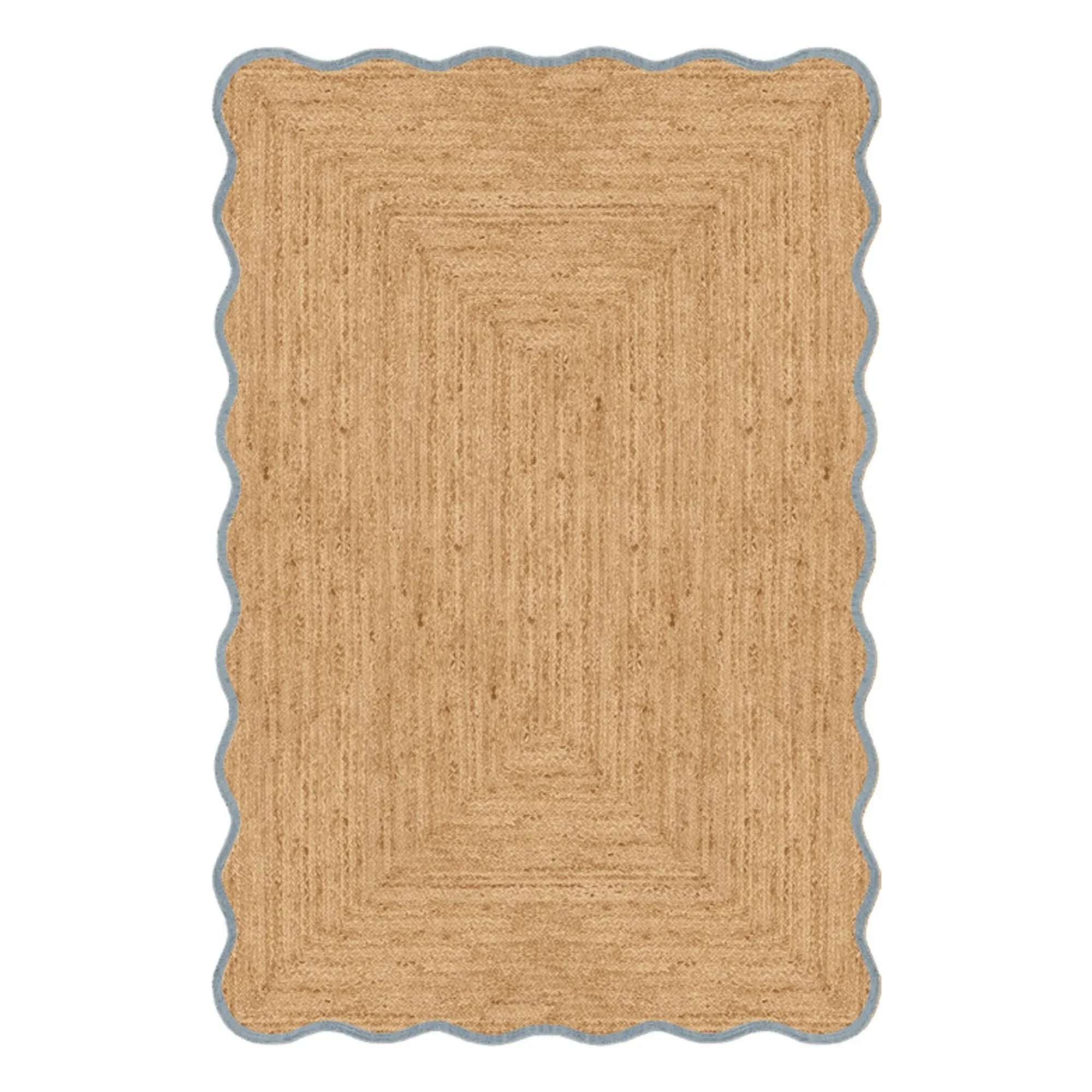 Layered - Gekämmter Jute-Teppich | Blau