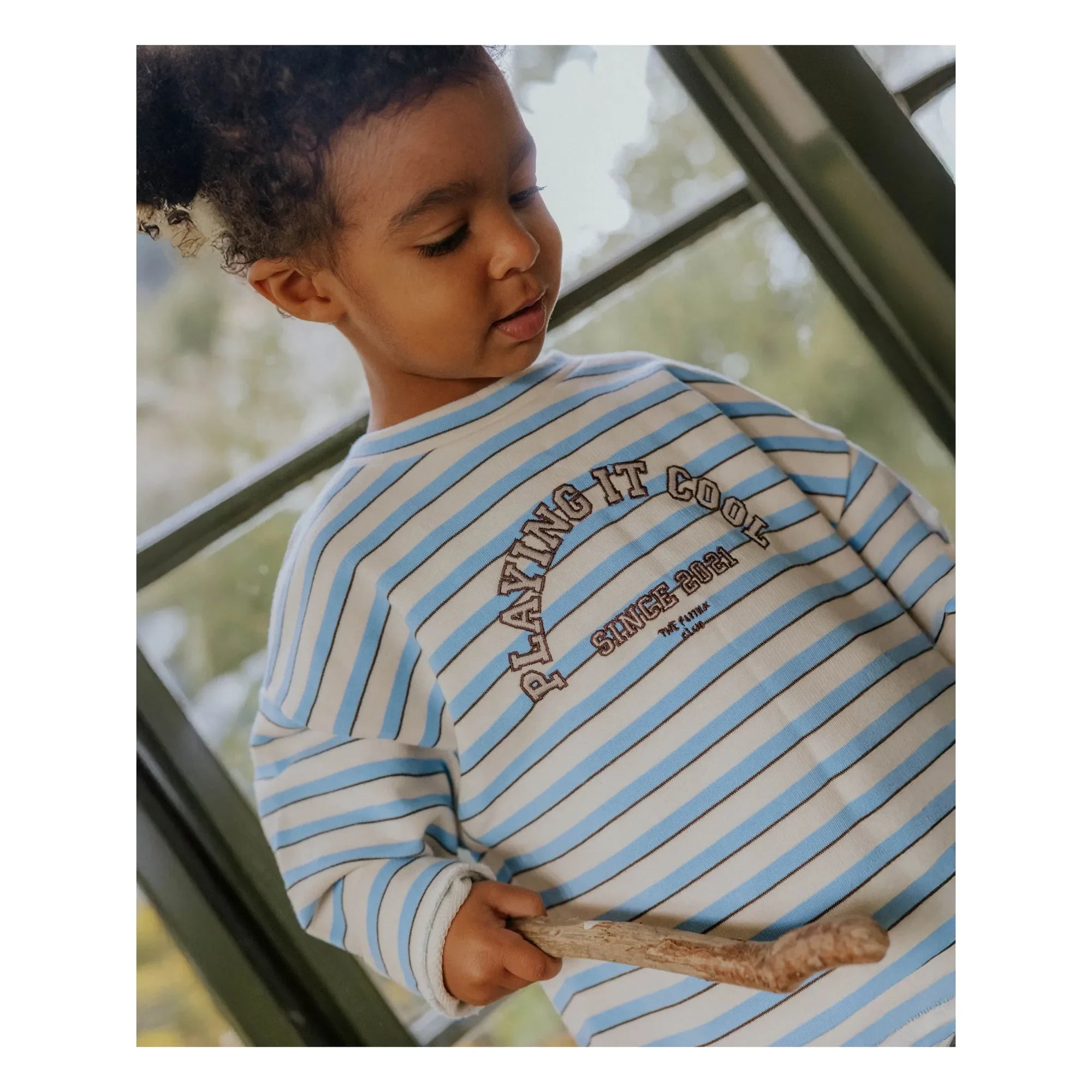 Fliink - Alvin gestreiftes Bio-Baumwoll-Sweatshirt | Hellblau