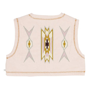 Jenest - Lily Bestickte ärmellose Strickjacke Bio-Baumwolle | Lychee Rosa