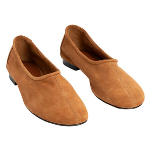 BY FAR - Prudence Wildleder Ballerina | Camel