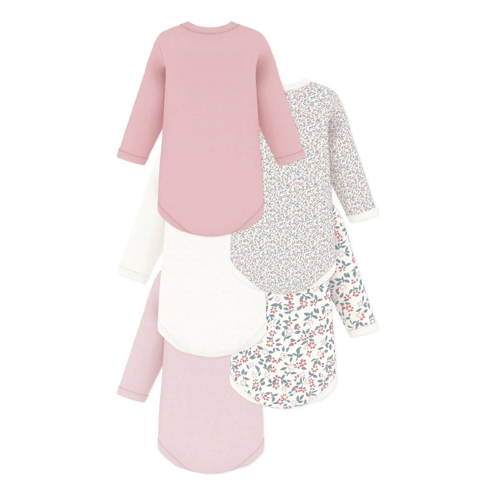 Petit Bateau - 5'li Organik Pamuk Çiçek Desenli Badi Seti | Pembe