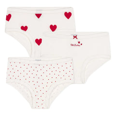 Petit Bateau - 3er-Pack Herzen Hoher Bund Slip | Weiß