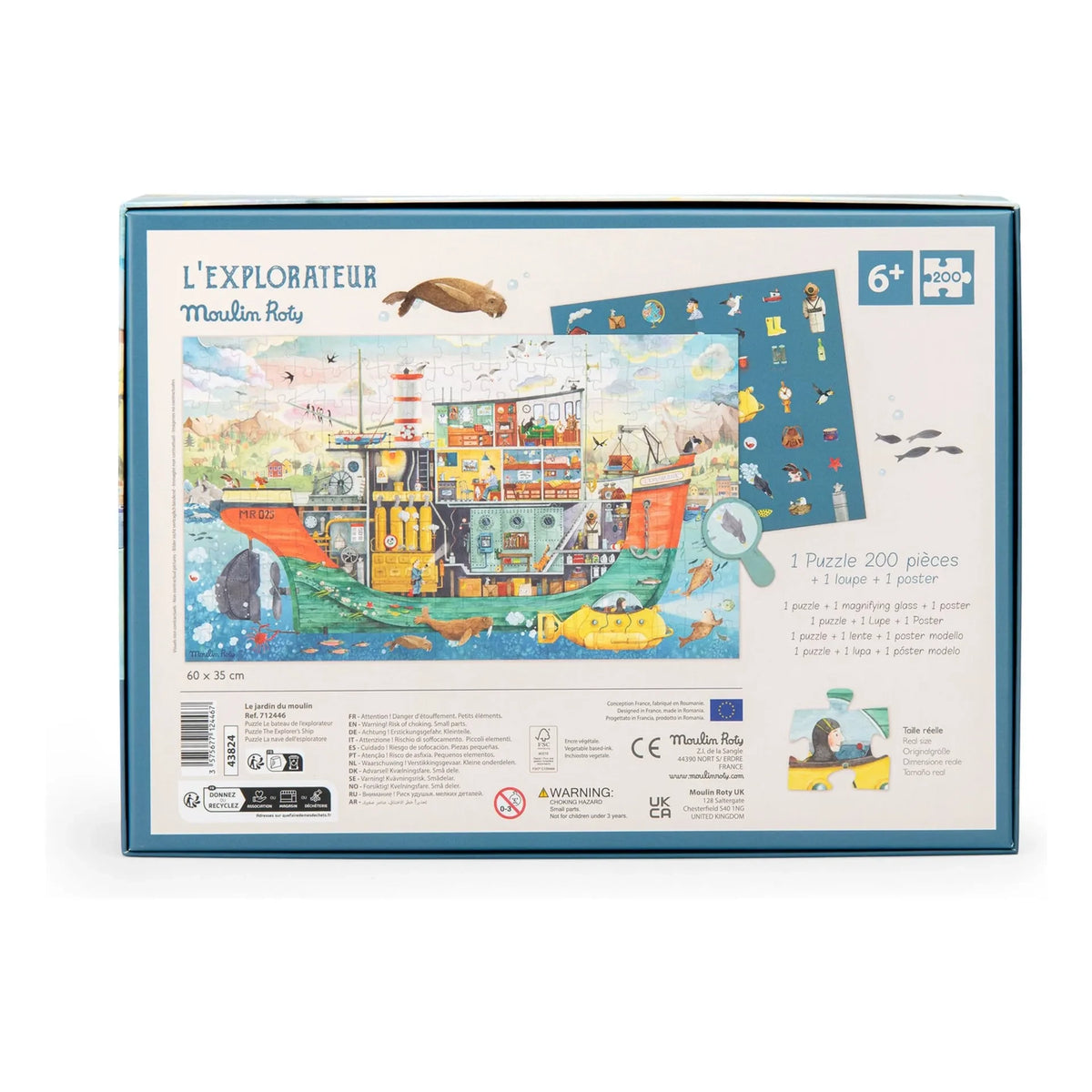 Moulin Roty - Entdecker-Boot Puzzle - The Mill Garden - 200 Teile
