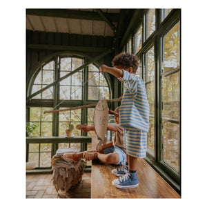 Fliink - Alvin Gestreifte Bio-Baumwoll-Shorts | Hellblau