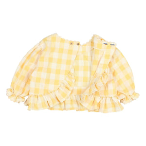 Búho - Gekräuselte Seersucker-Bluse mit 3/4-Ärmeln und Vichy-Karos | Gelb