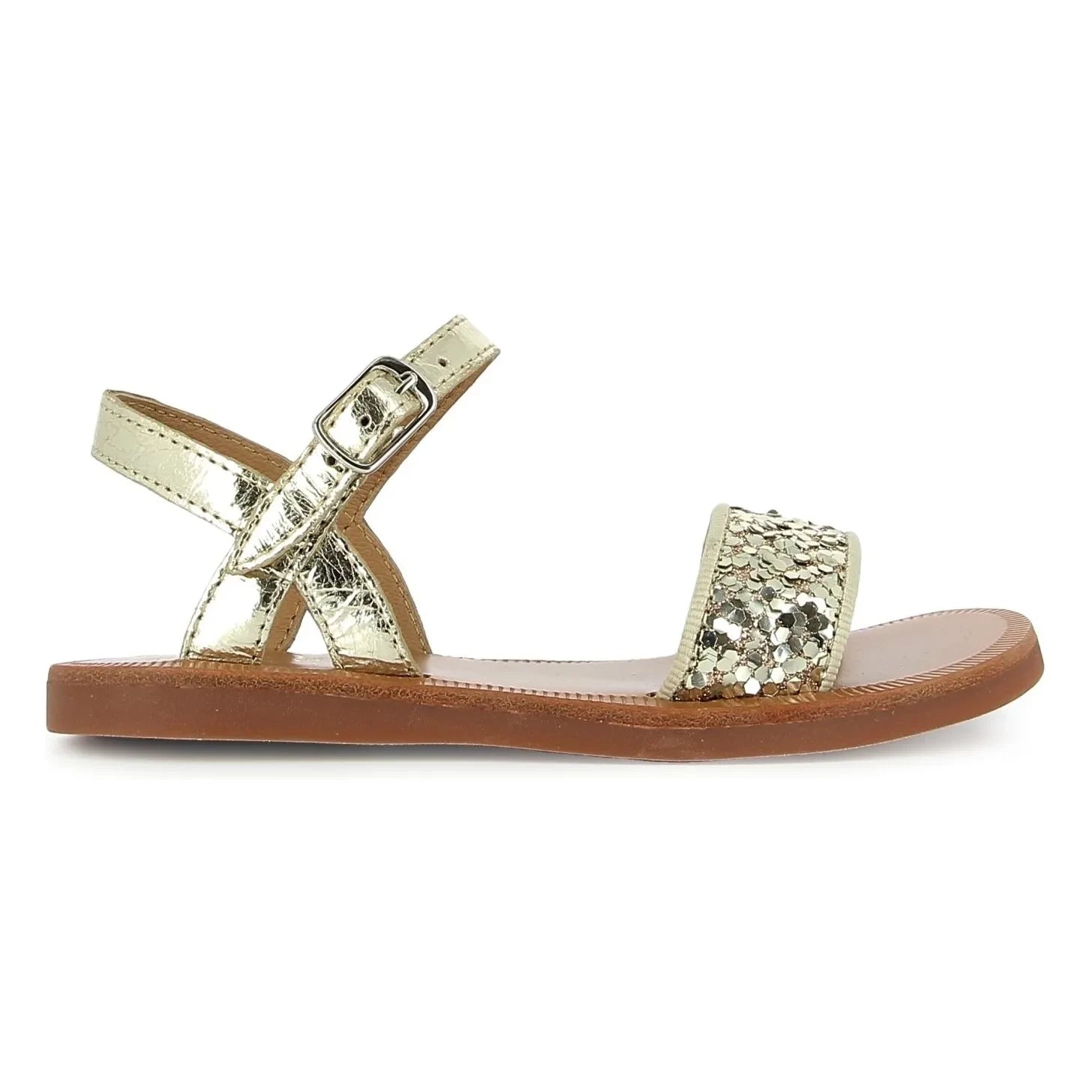 Pom d'Api - Plagette Sandalen mit Schnalle und Glitzer | Gold
