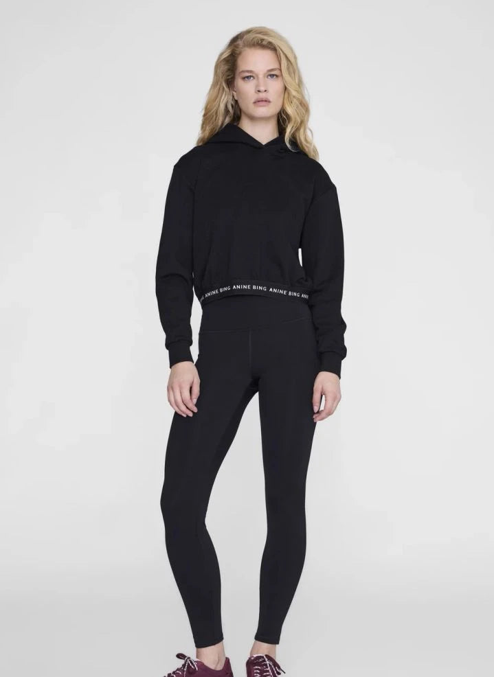 Anine Bing - Dany Crop Baumwoll Sweatshirt | Schwarz