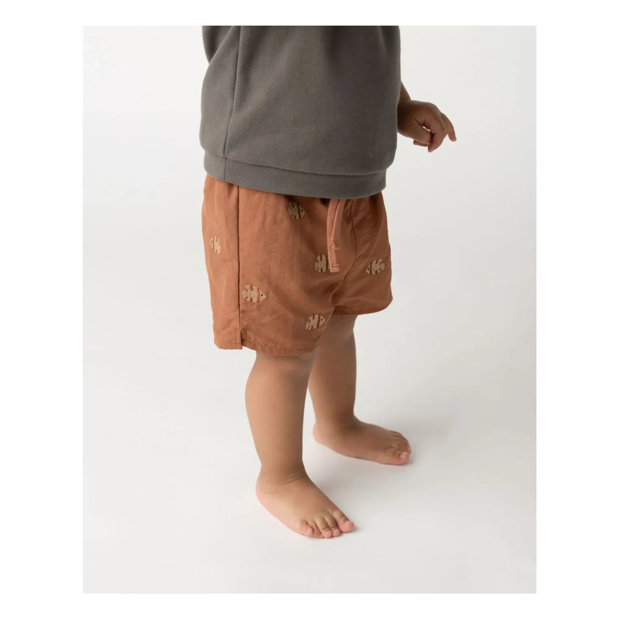 Donsje - Wangu Badeshorts Fisch recyceltes Material | Kamel